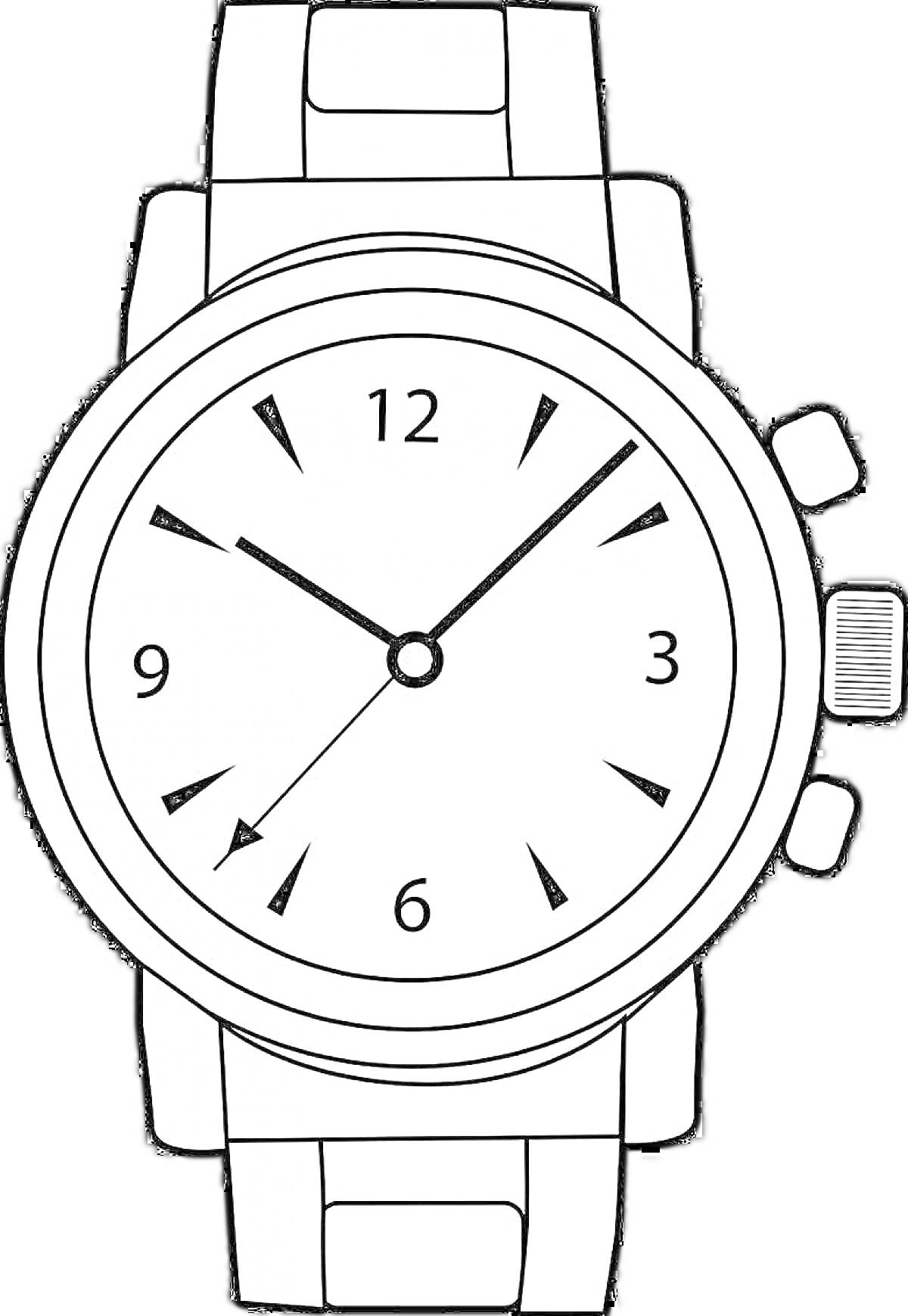 На раскраске изображено: Наручные часы, Циферблат, Часы, Время, Цифры