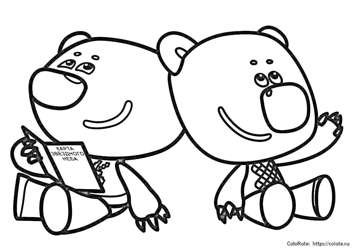 Раскраска Два медвежонка из мультфильма 
