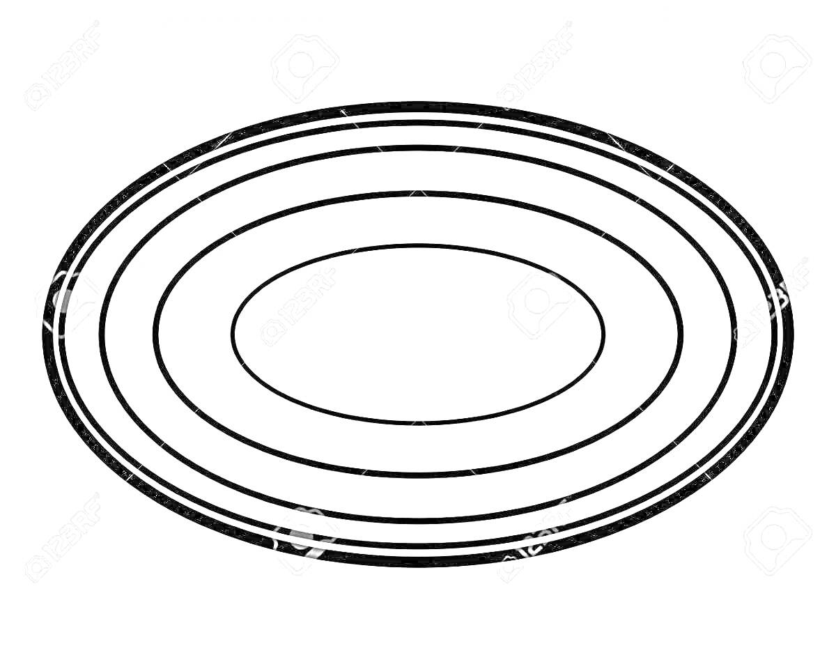 Раскраска Овальный коврик с концентрическими кругами