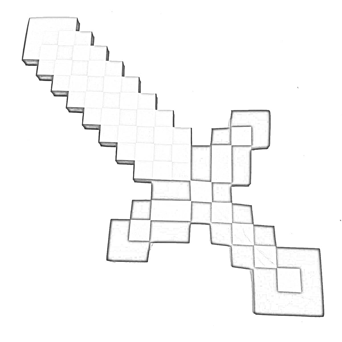 Раскраска Пиксельный меч из игры Майнкрафт