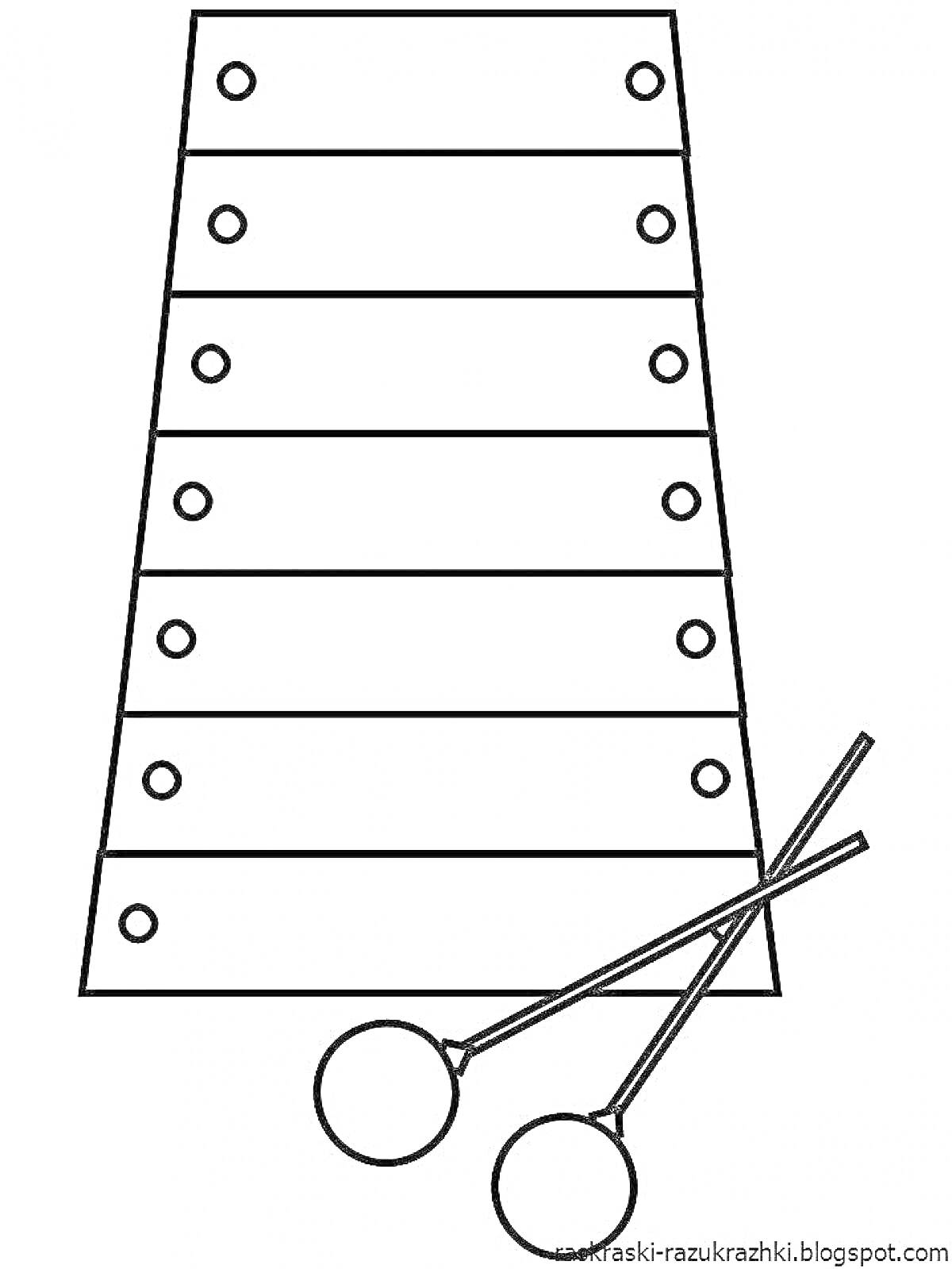Раскраска Ксилофон с палочками