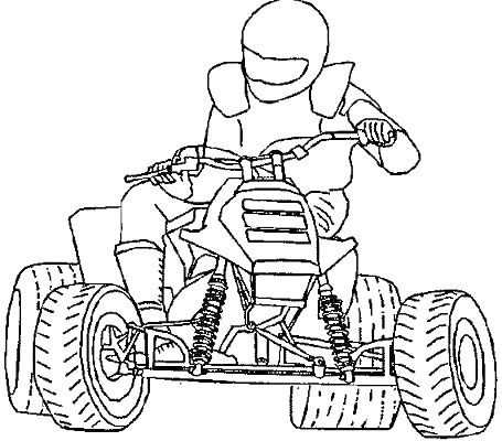 Раскраска Человек на квадроцикле в шлеме и защитной экипировке