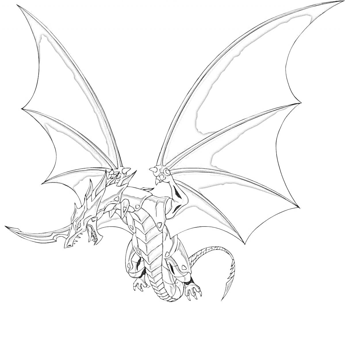 Раскраска Бакуган - Дракон с расправленными крыльями
