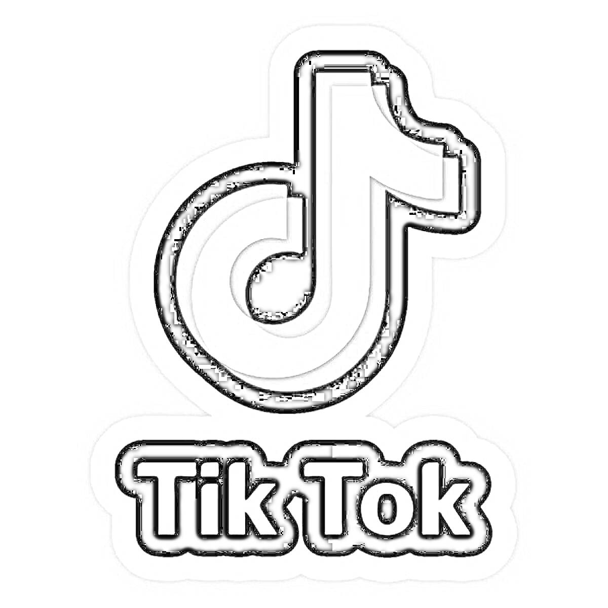 Раскраска TikTok логотип и надпись