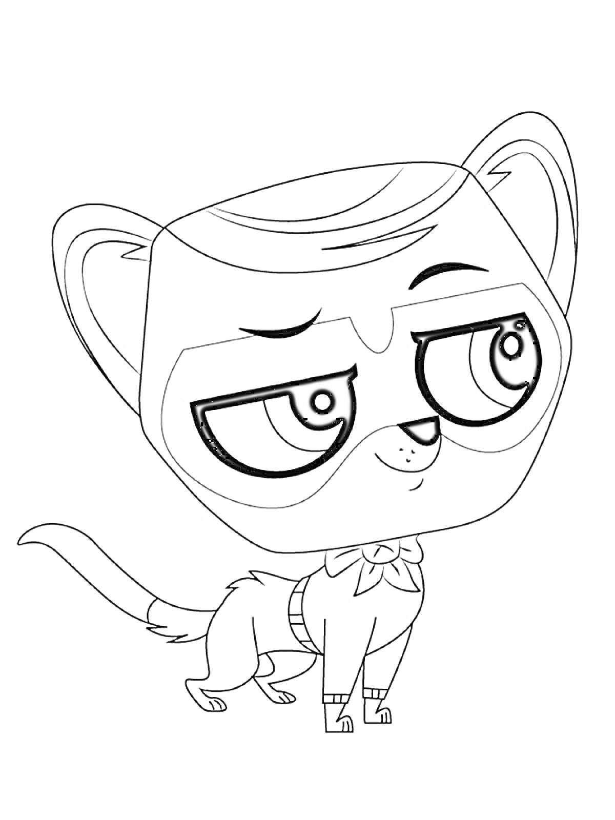 Раскраска Маленький зоомагазин - кошка с бантиком