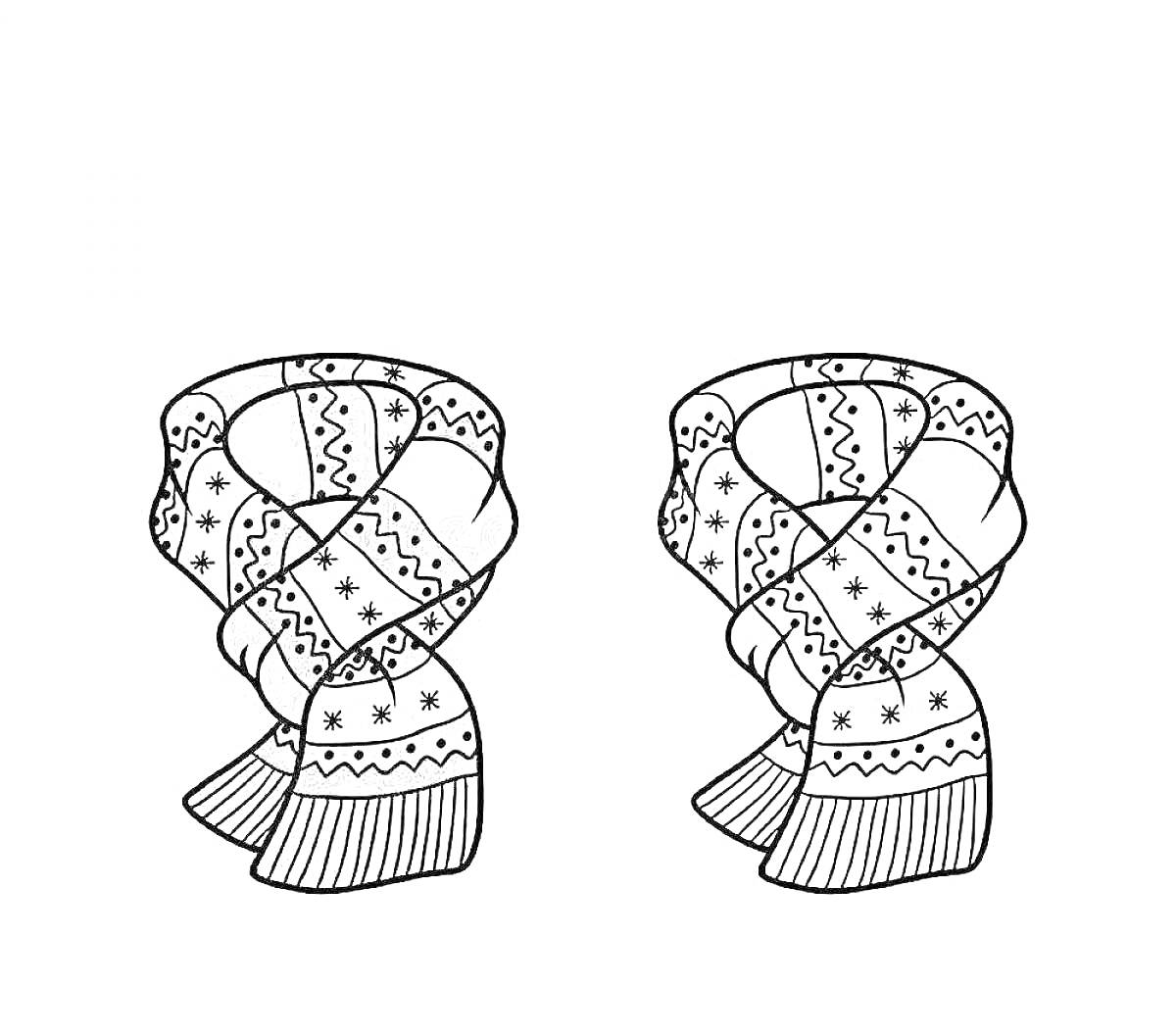 На раскраске изображено: Узоры, Зимняя одежда, Аксессуар, Цветные, Для детей, Полосы, Шарф