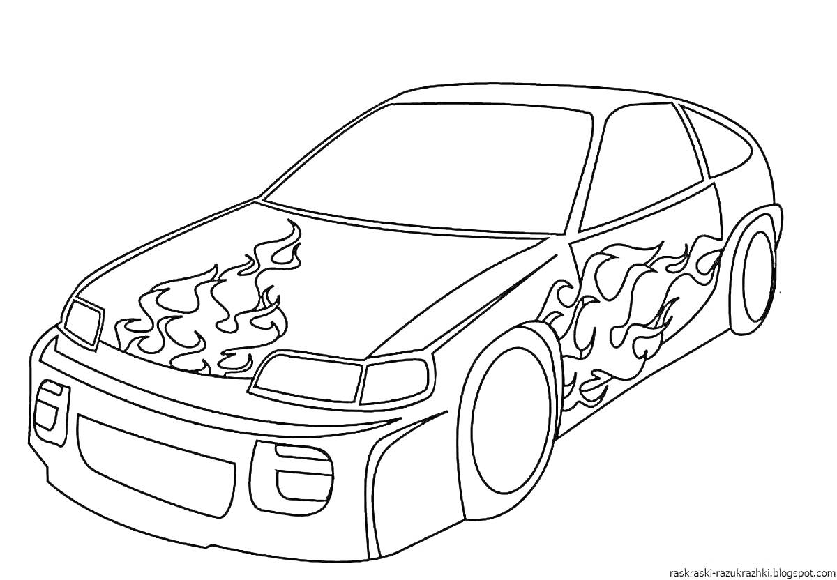 На раскраске изображено: Спортивная машина, Автомобиль, Для мальчиков, 10 лет, Транспорт, Скорость