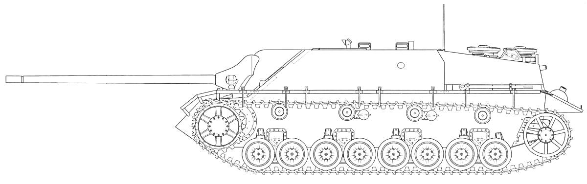 Раскраска Карл танк с длинным орудием, гусеницами, антеннами и верхней оборудовкой