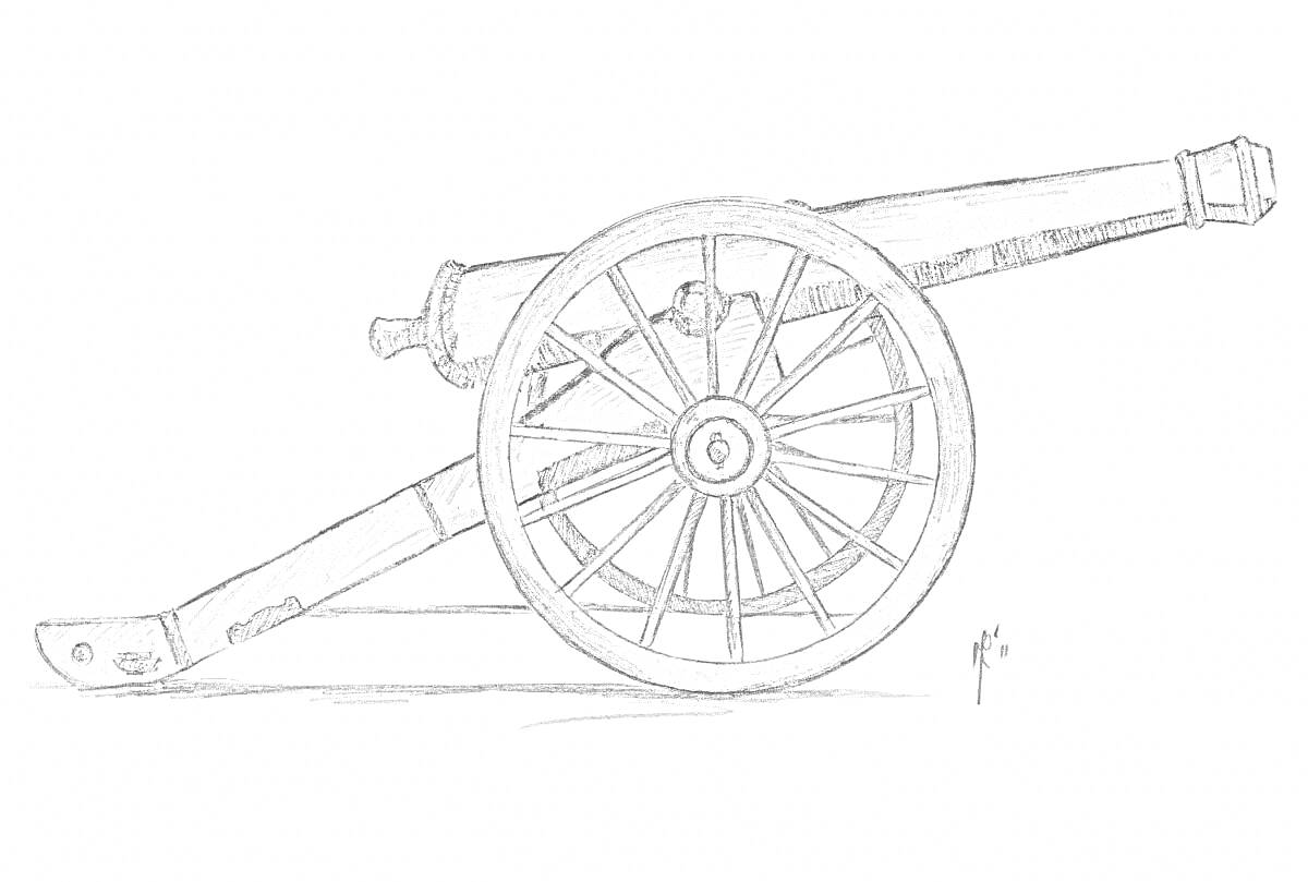 На раскраске изображено: Пушка, Артиллерия, Колёса, Оружие, История