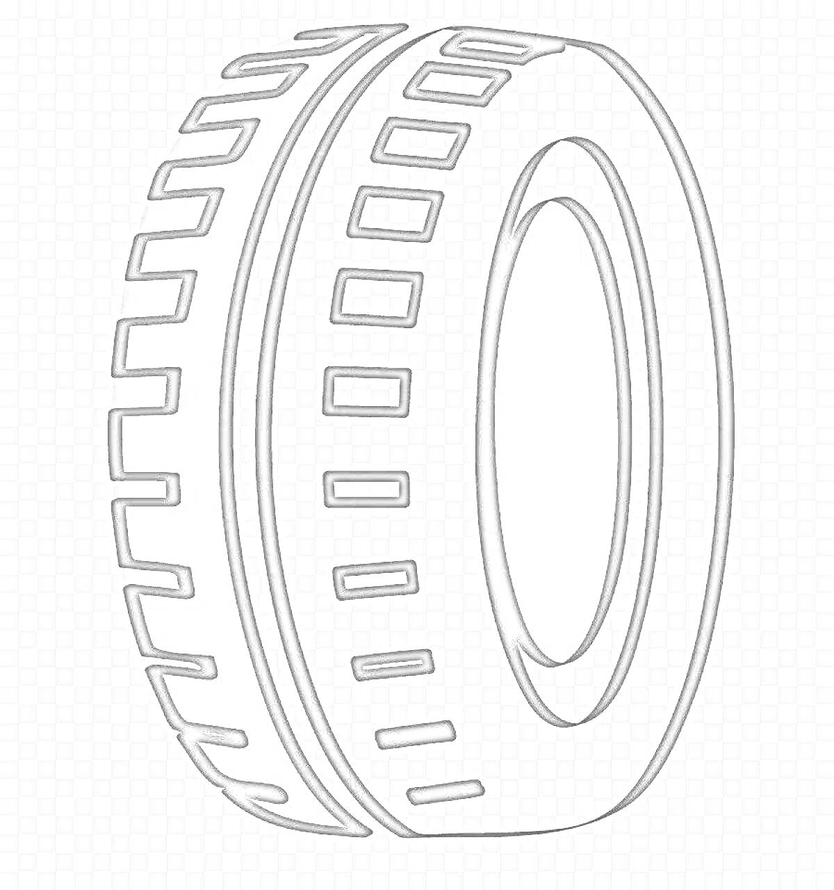 Раскраска Шина с протекторным рисунком