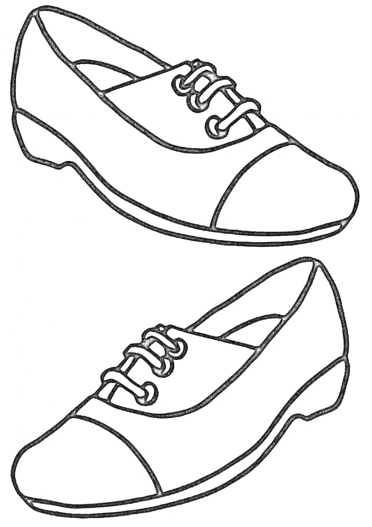 Раскраска Детские туфли с шнуровкой (две пары)