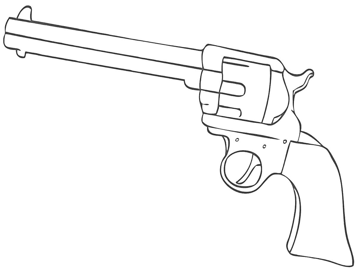 Раскраска Револьвер с длинным стволом