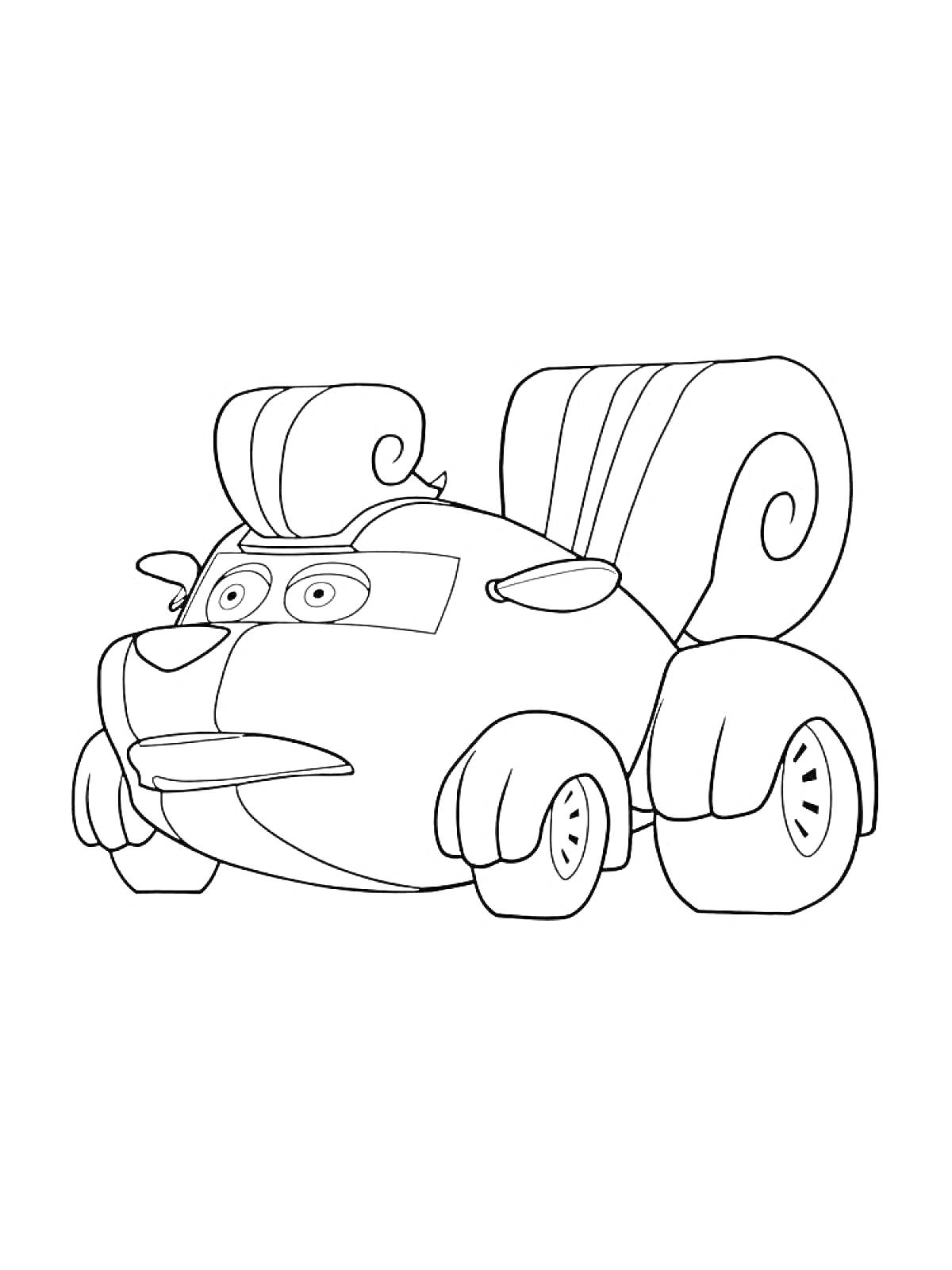 Раскраска Машинка Белка из мультфильма 