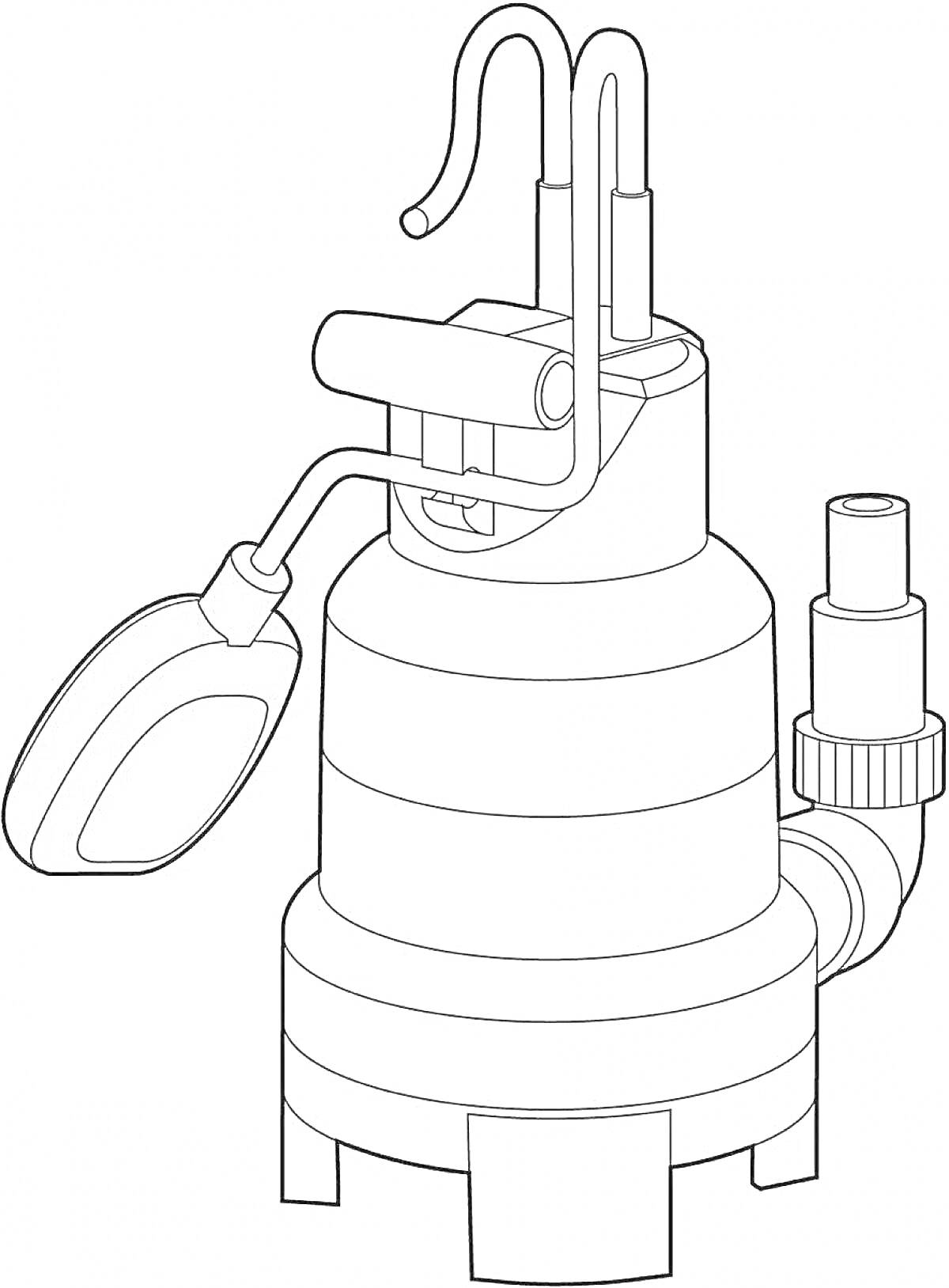Раскраска водяной насос с поплавковым выключателем и выходным патрубком
