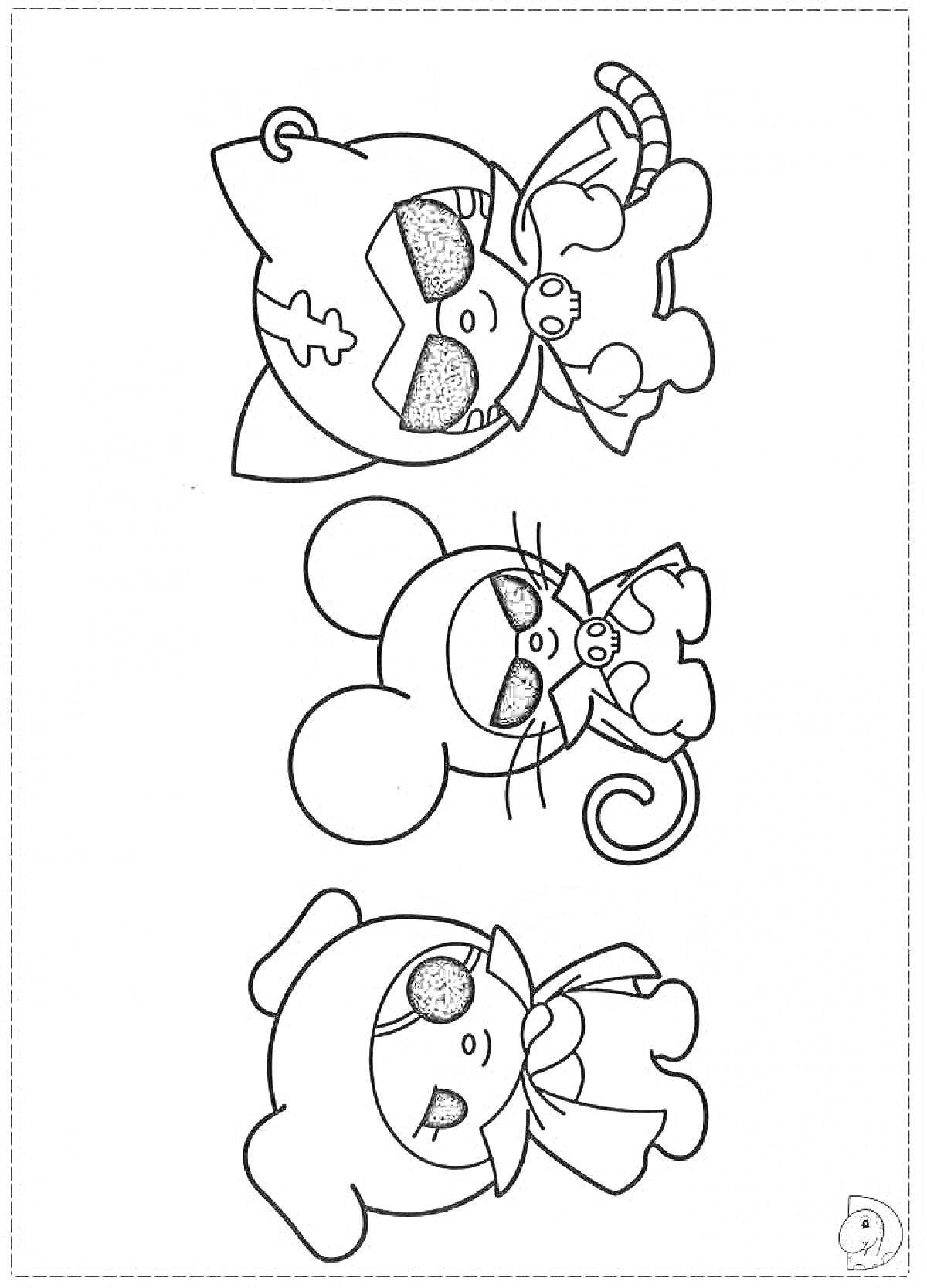 Раскраска Куроми, мышь и собака в черно-белом раскраске