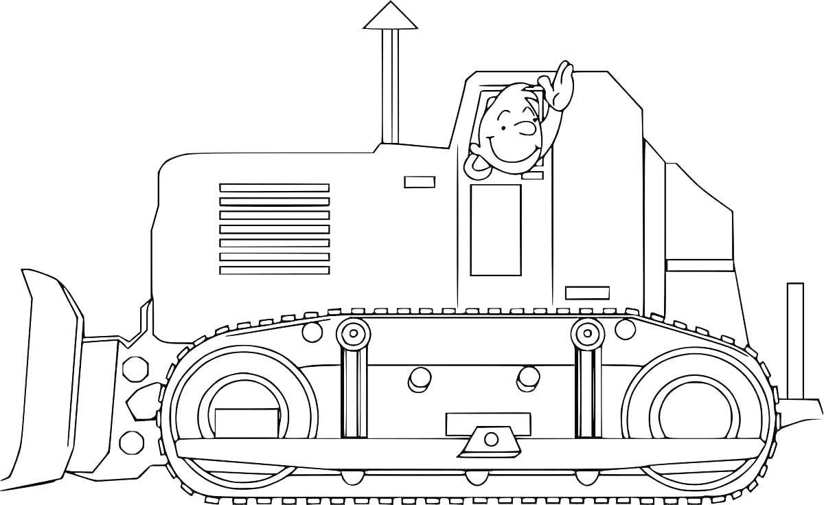 Раскраска Бульдозер с водителем