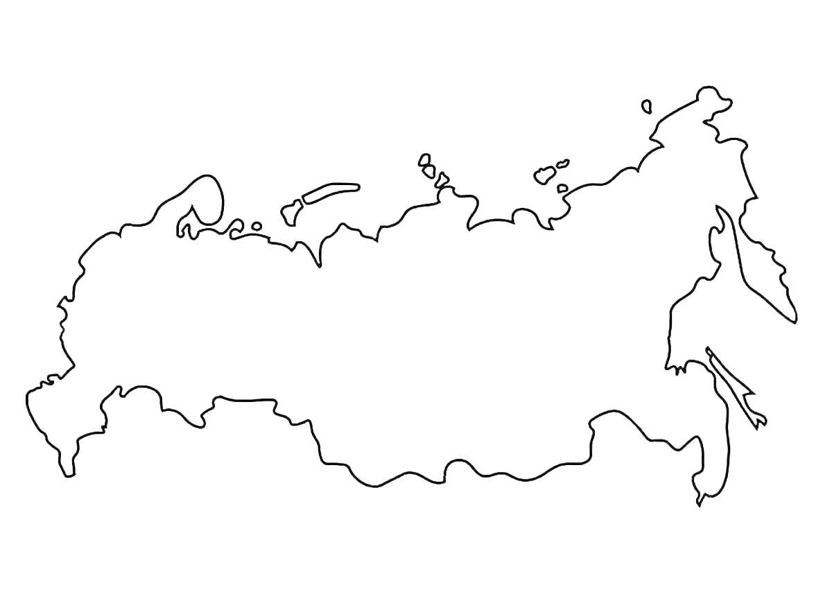 На раскраске изображено: Карта России, Контурная карта, География, Россия, Обучение