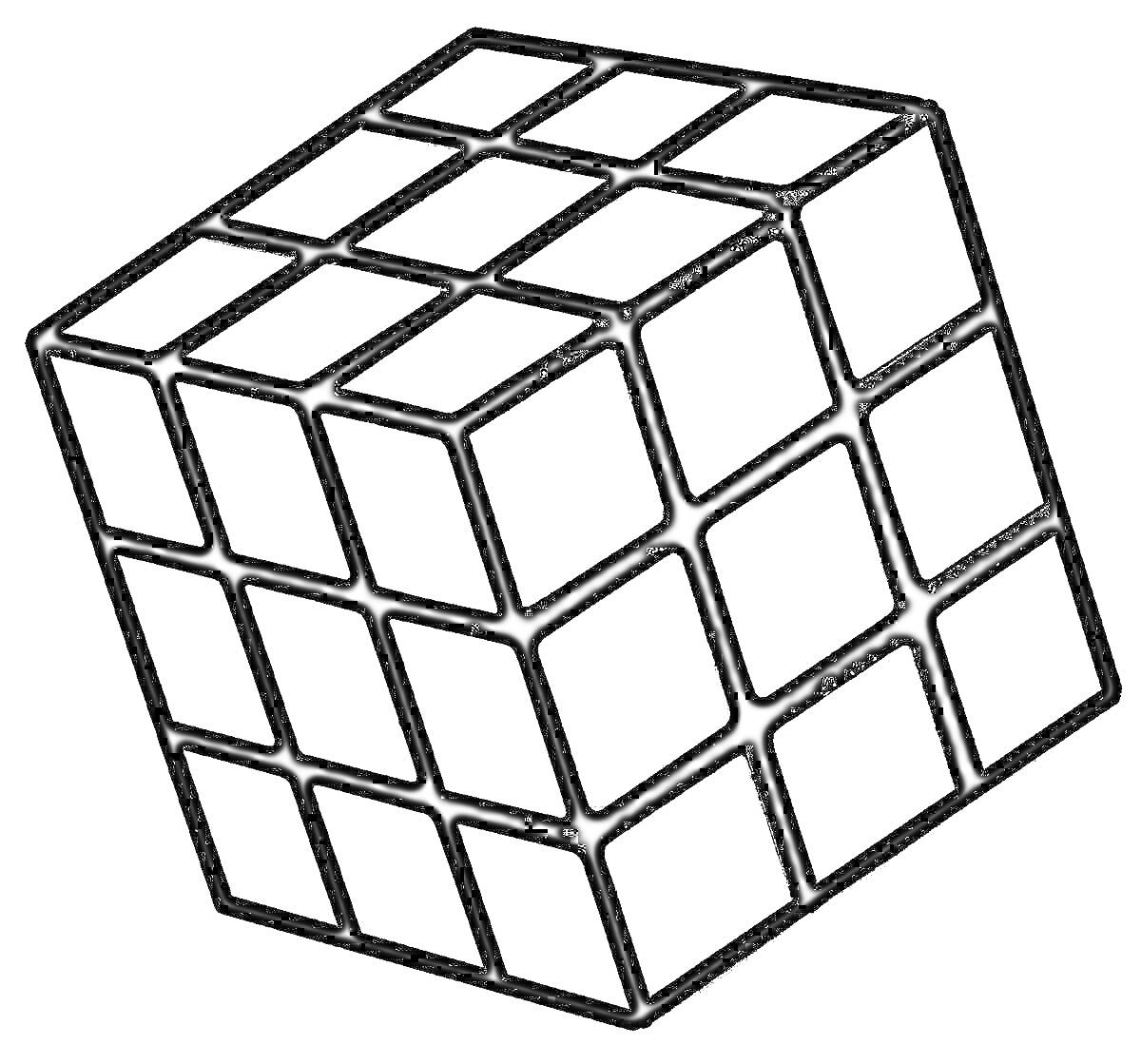 На раскраске изображено: Головоломка, Кубик рубика, Пазл, Геометрия, Игрушки, Кубы