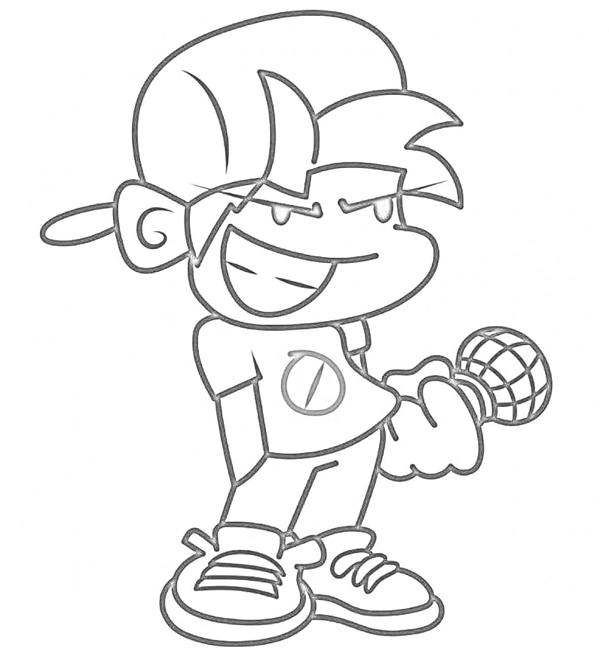 Раскраска Парень в кепке с микрофоном