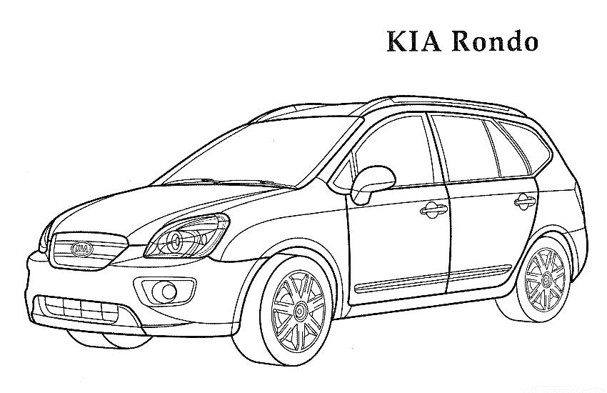 На раскраске изображено: Kia, Транспорт, Для детей, SUV, Кроссовер, Авто