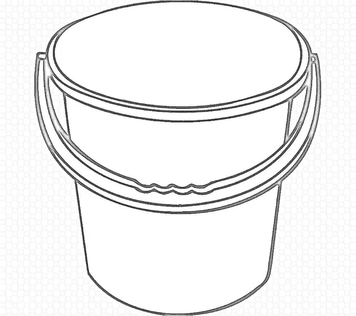 Раскраска Ведро с ручкой и крышкой на прозрачном фоне