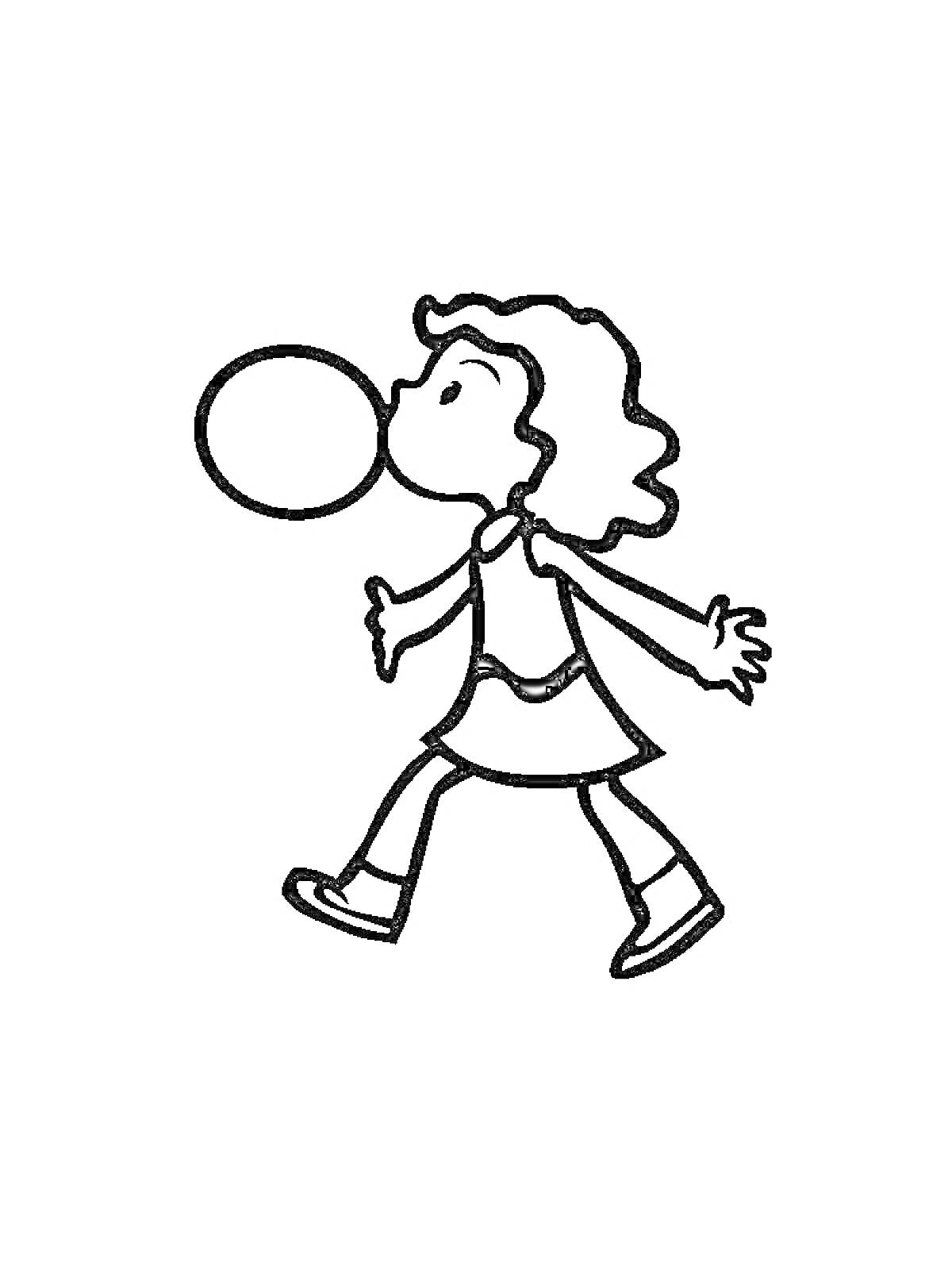На раскраске изображено: Девочка, Мультипликация, Пузыри