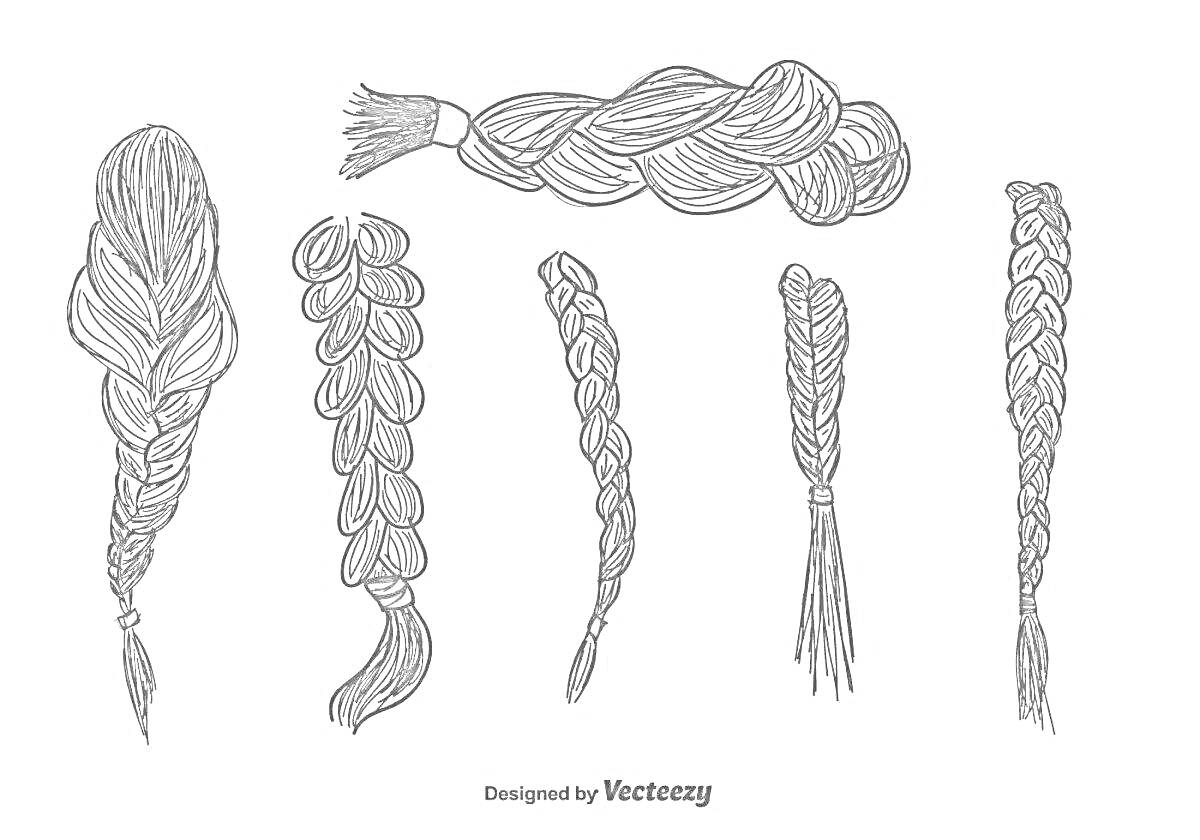 На раскраске изображено: Косички, Прически, Волосы, Плетение, Длинные волосы, Узоры