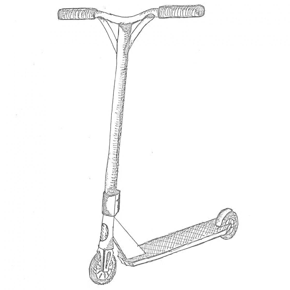 Самокат трюковой с Т-образным рулем, передним и задним колесами