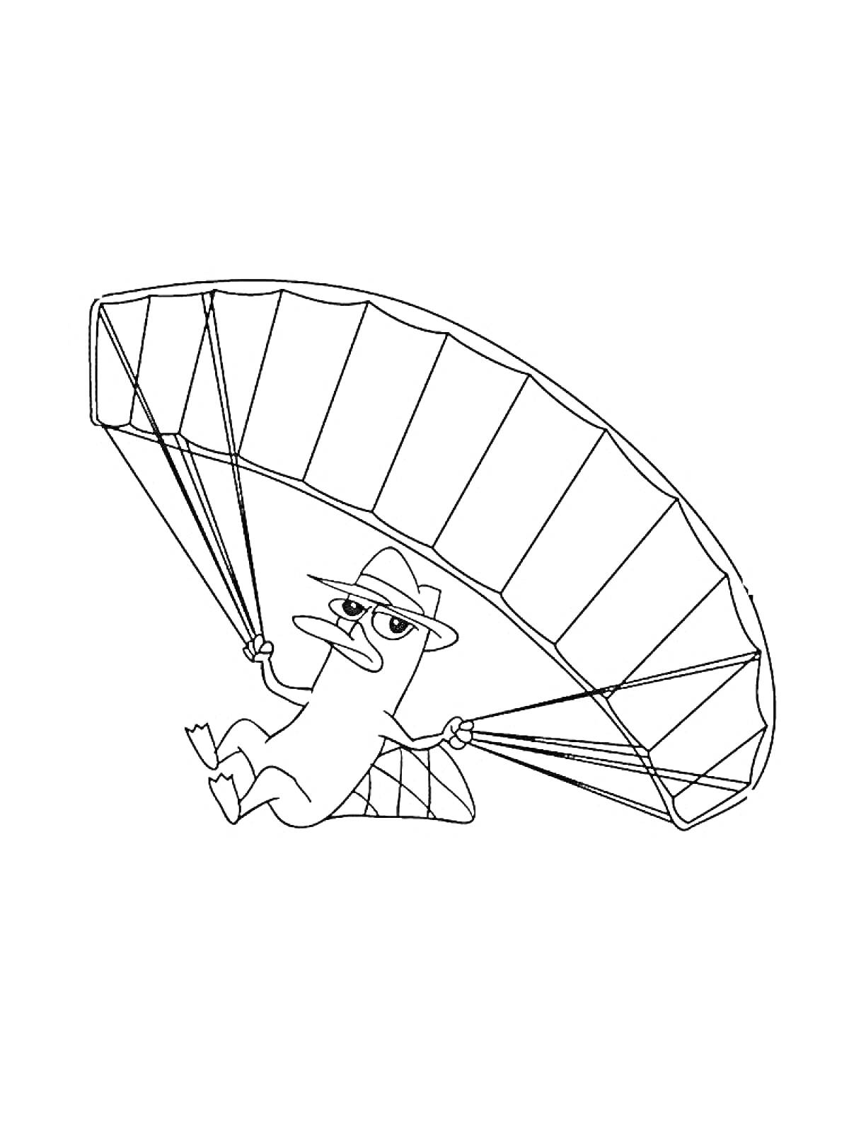 Раскраска Утконос с парашютом