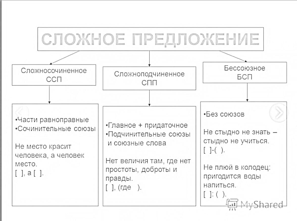 Раскраска Сложное предложение: Сложносочиненное ССП, Сложноподчиненное СПП, Бессоюзное БСП