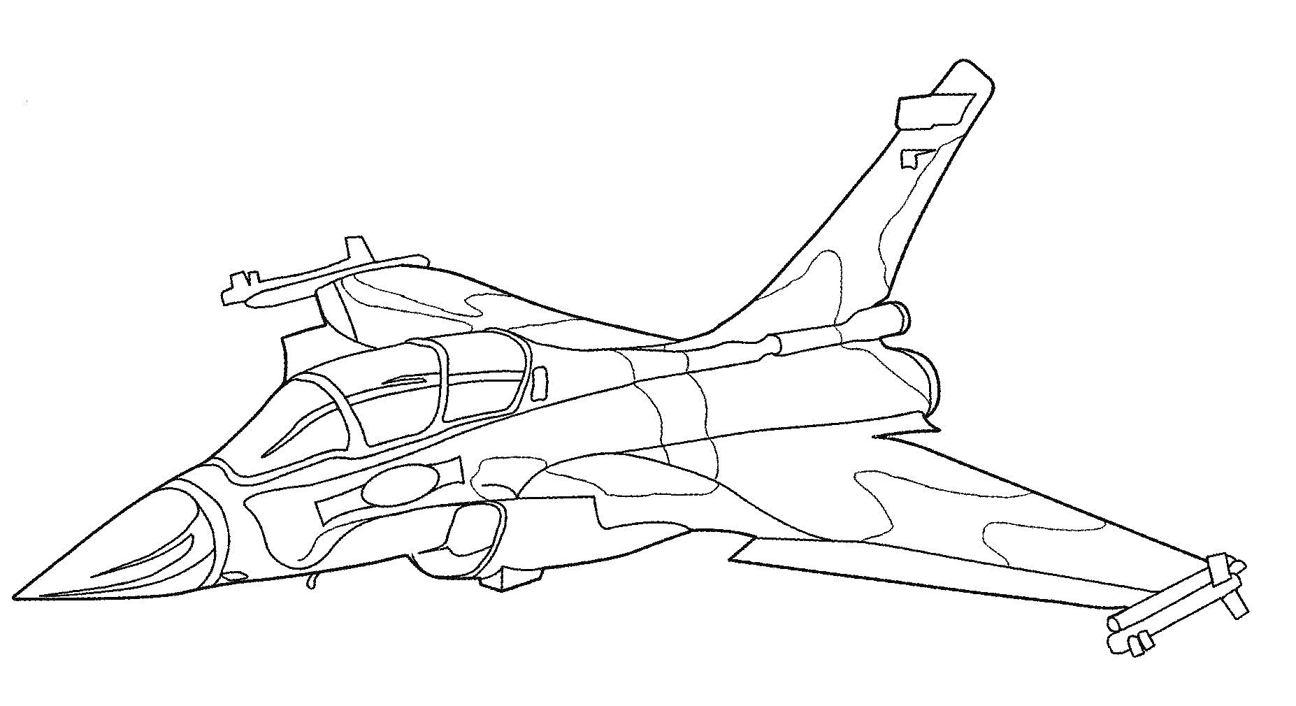 Раскраска Военный самолет с двумя крыльями, кабиной пилота, носовым конусом и вертикальным хвостовым оперением