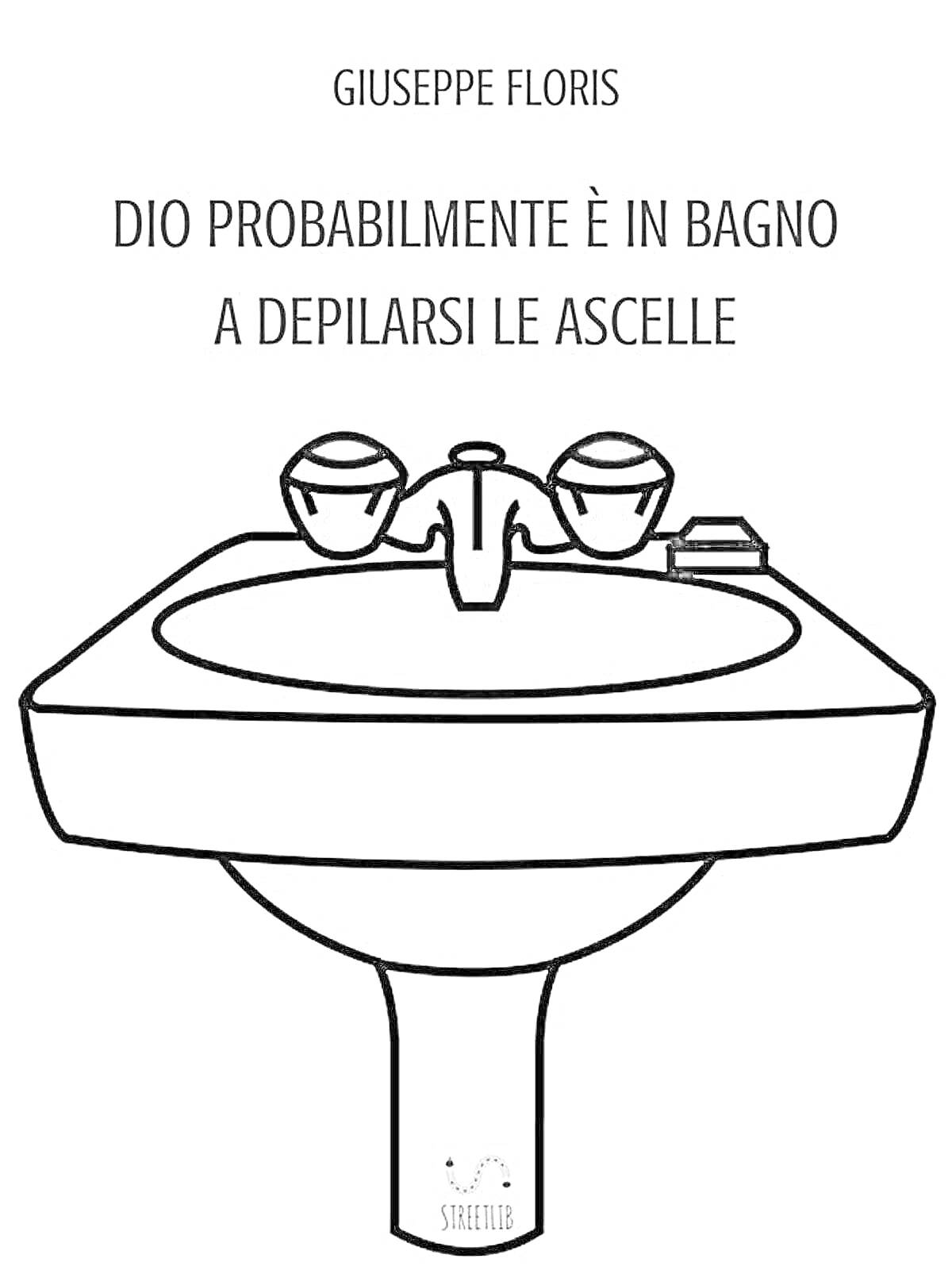 Раскраска умывальник с двумя кранами и мылом, надпись на итальянском