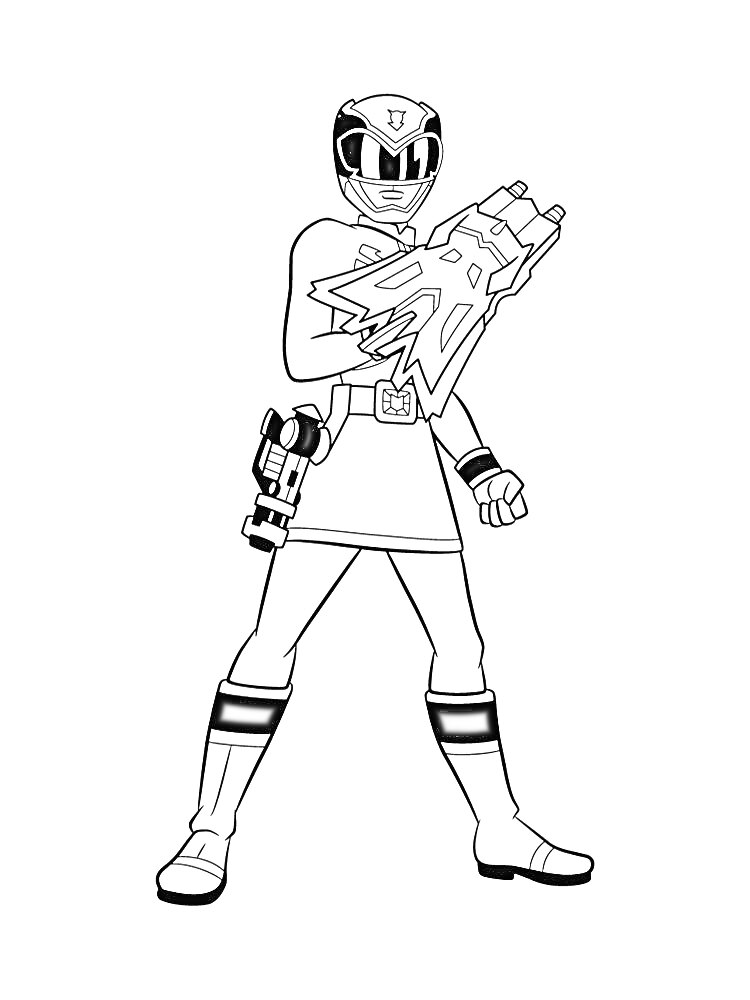 Раскраска Самурайский рейнджер с оружием