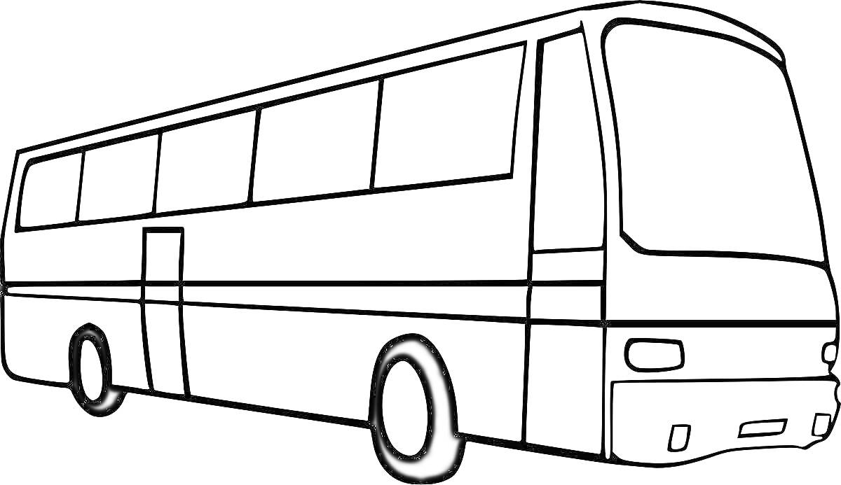 На раскраске изображено: Автобус, Транспорт, Окна, Для детей, Поездка, Линии, Дверь, Путешествия