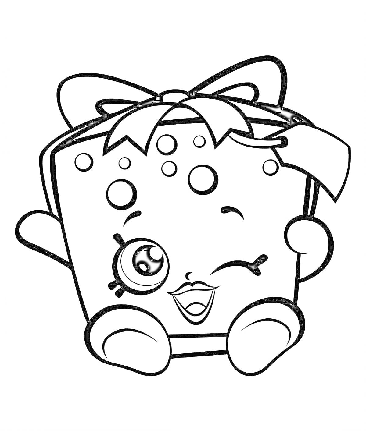 На раскраске изображено: Коробка, Бант, Для девочек