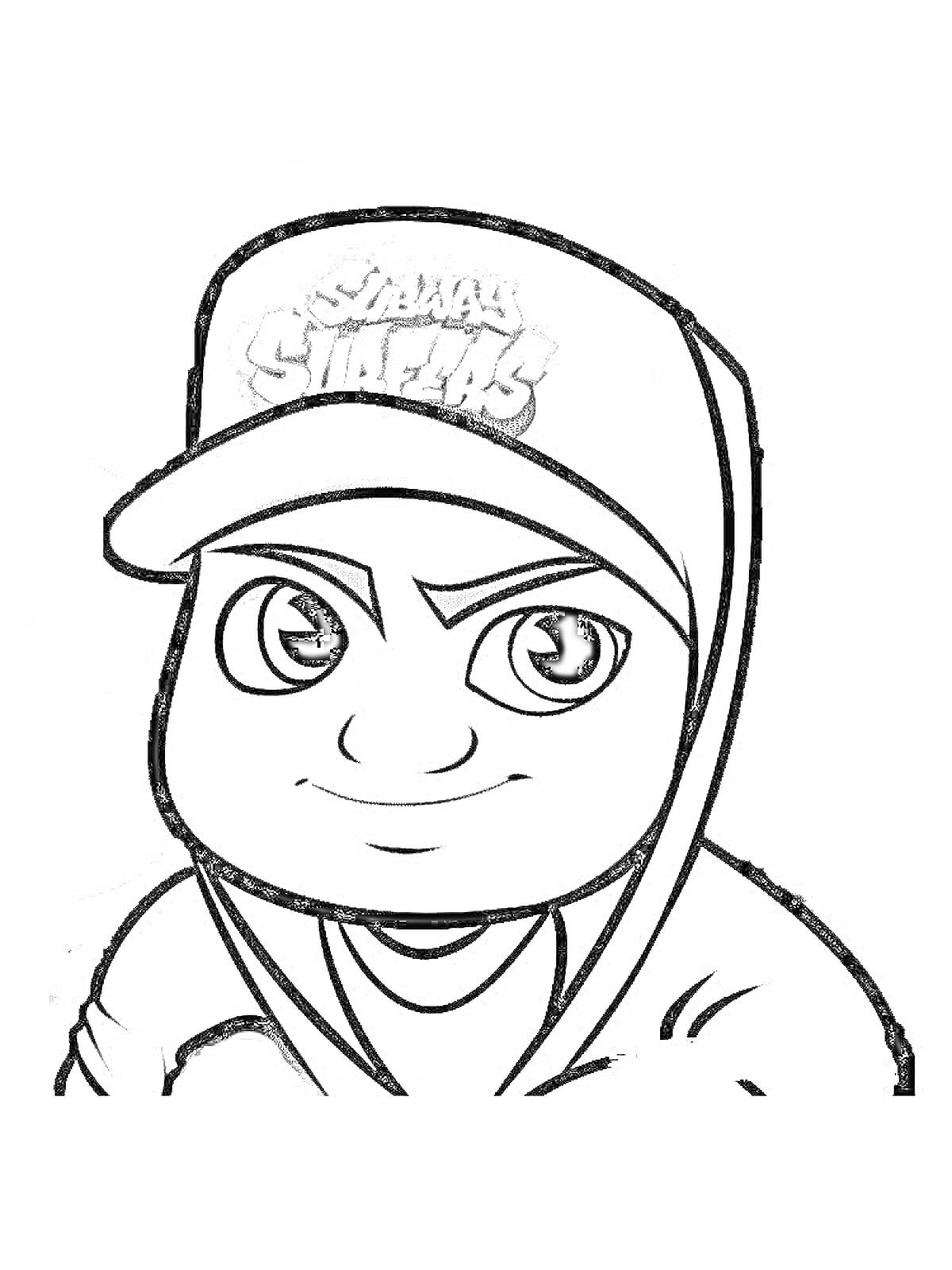 Ребенок в бейсболке с логотипом Subway Surfers