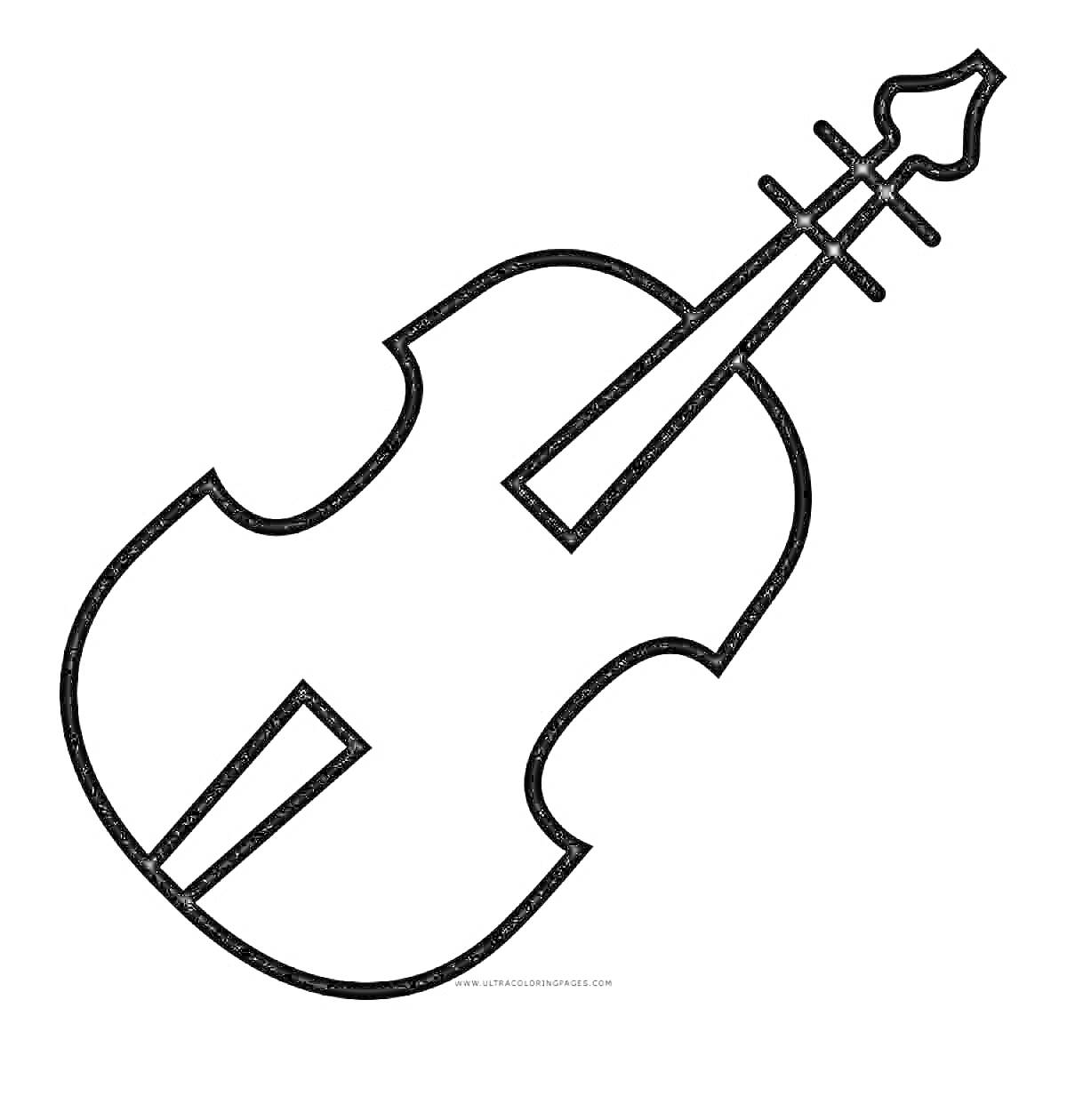 Раскраска Скрипка с грифом и струнами, без смычка