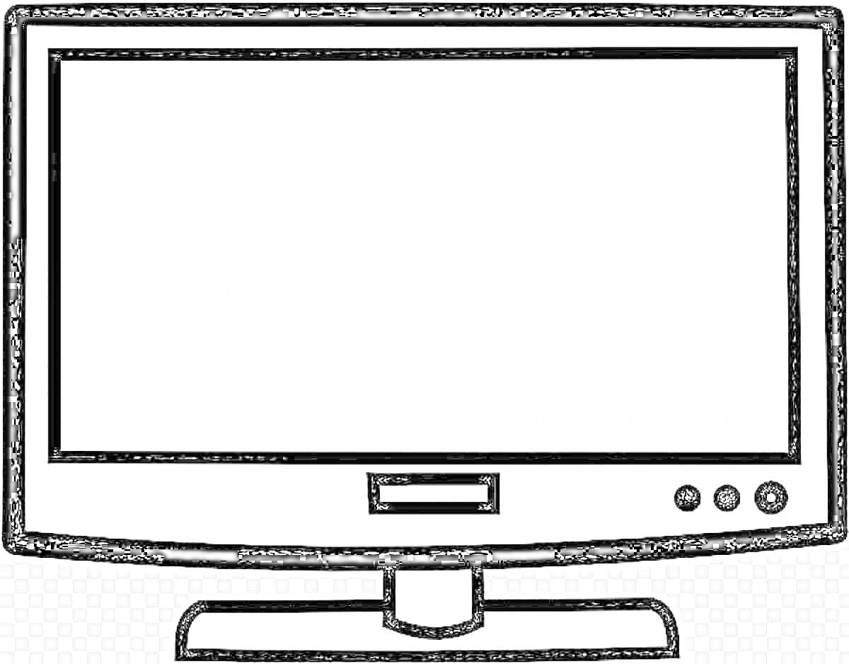 Раскраска Телевизор на подставке с кнопками