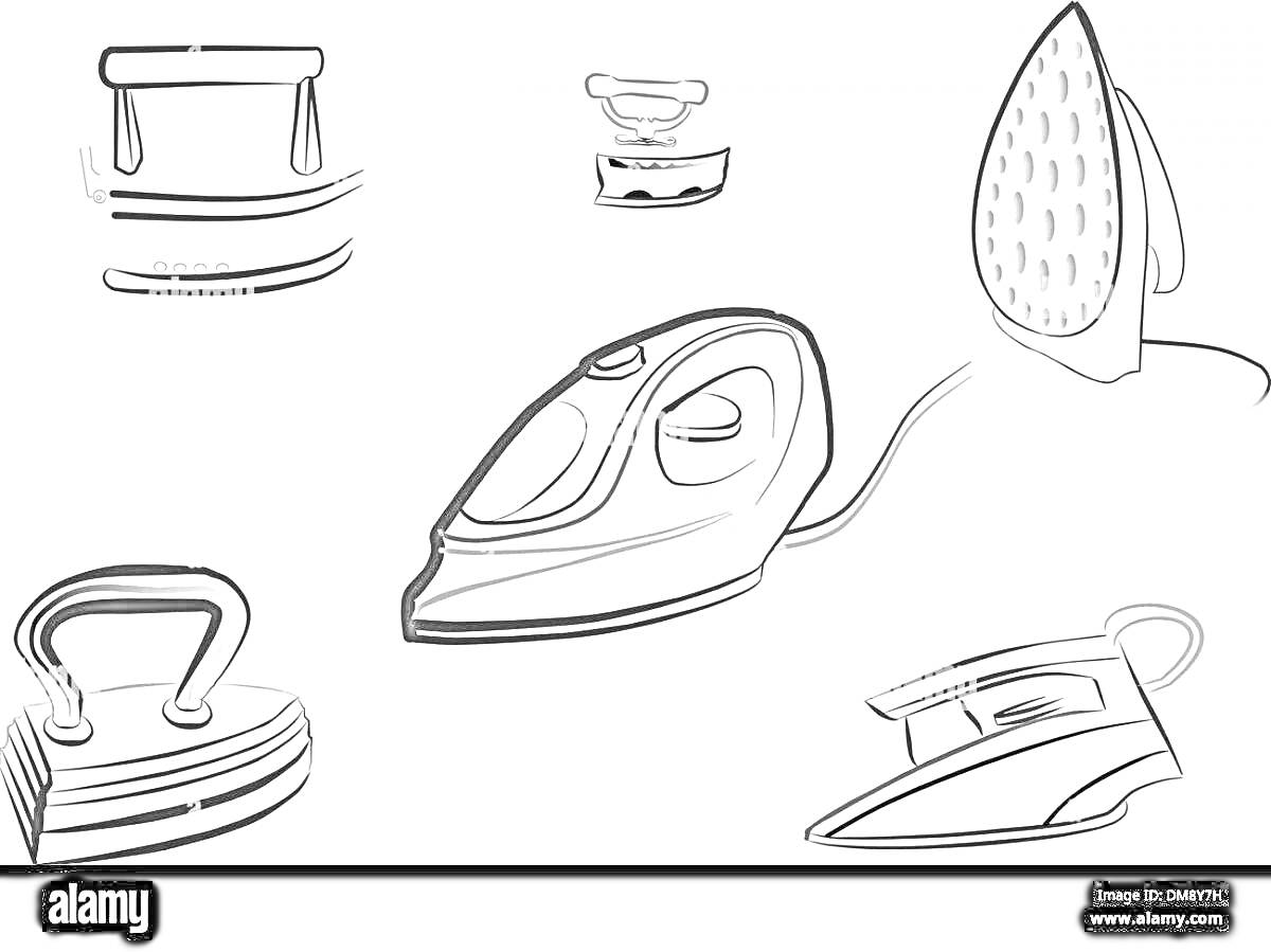 На раскраске изображено: Утюг, Для детей, Бытовая техника, Электроприборы, Линии