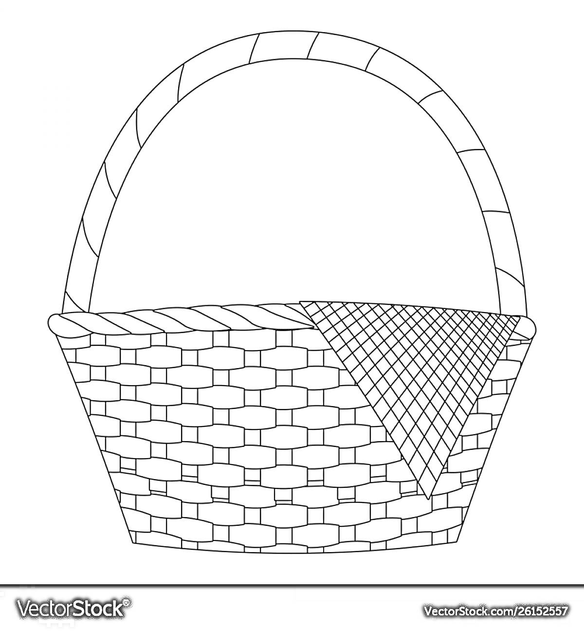 РаскраскаКорзина для пикника с ручкой и пледом внутри