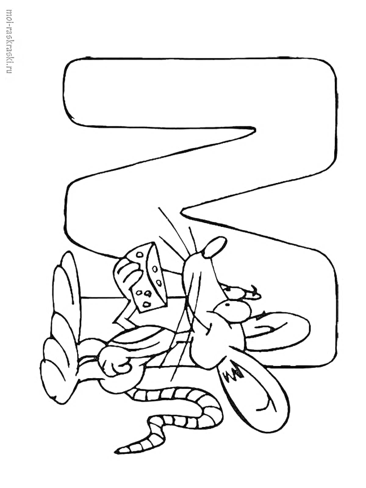 На раскраске изображено: Буква Z, Мышь, Сыр, Алфавит, Буквы