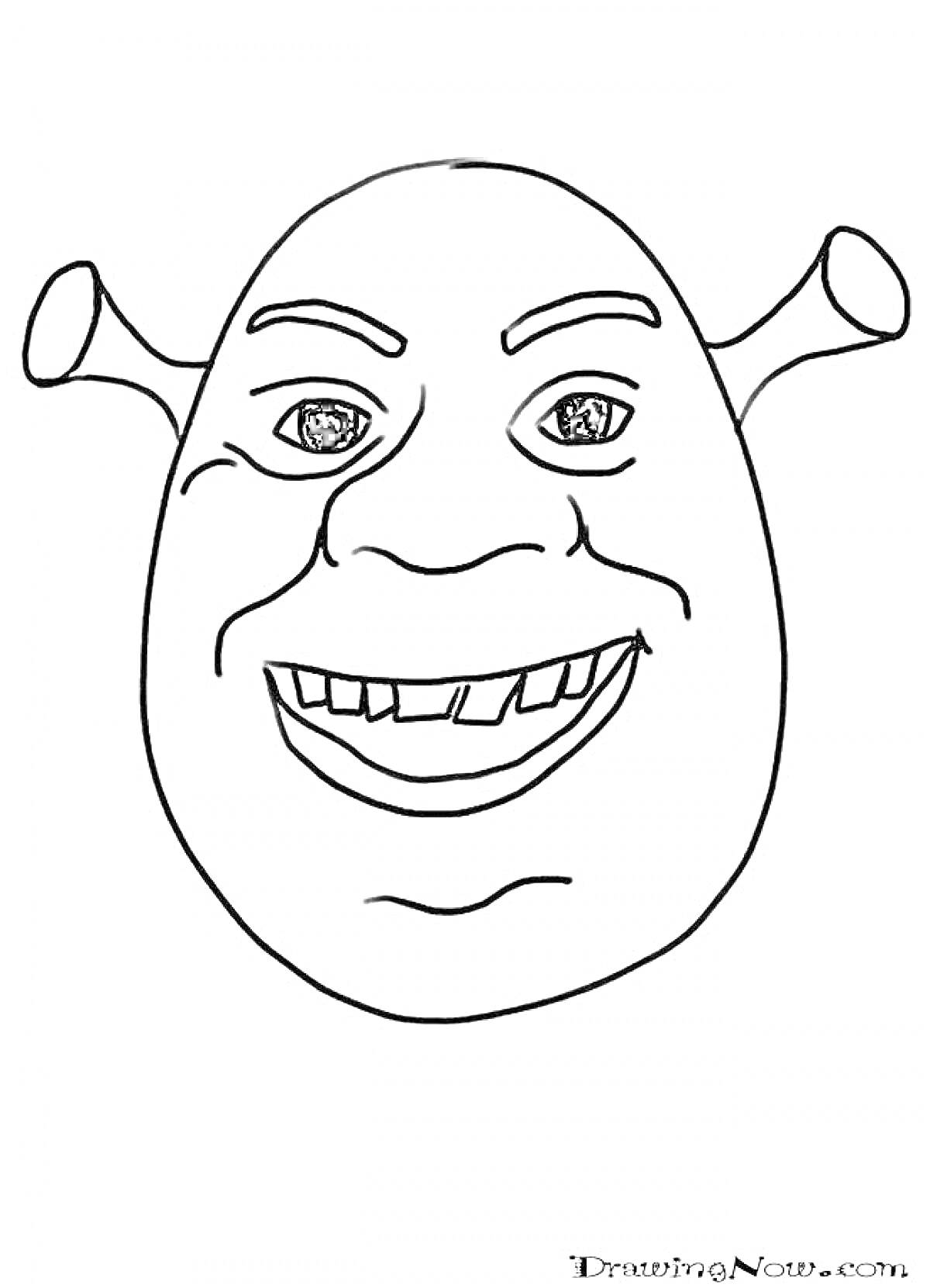 Раскраска Лицо персонажа с трубчатыми ушами из известного мема