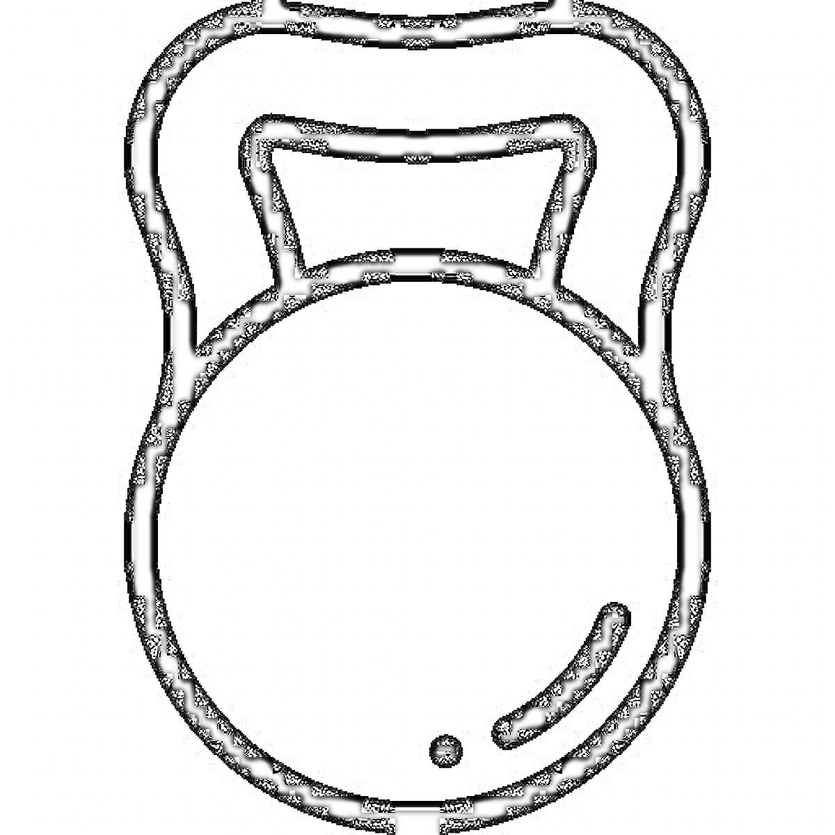 На раскраске изображено: Гиря, Спорт, Фитнес, Тренировка, Сила, Спортзал, Рукоятка