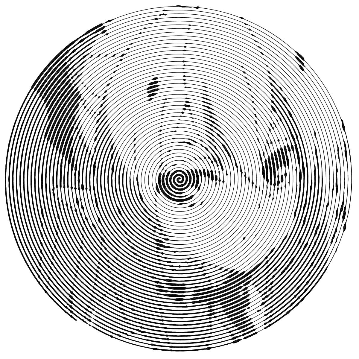 Раскраска Спиральная раскраска с изображением аниме персонажа