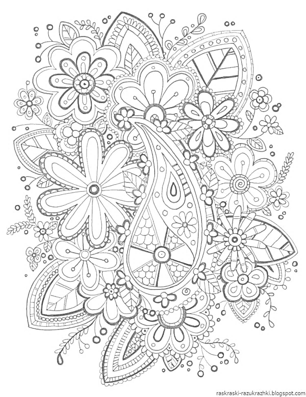 На раскраске изображено: Цветы, Листья, Узоры, Цветочные мотивы, Декор, Арт, Для девочек
