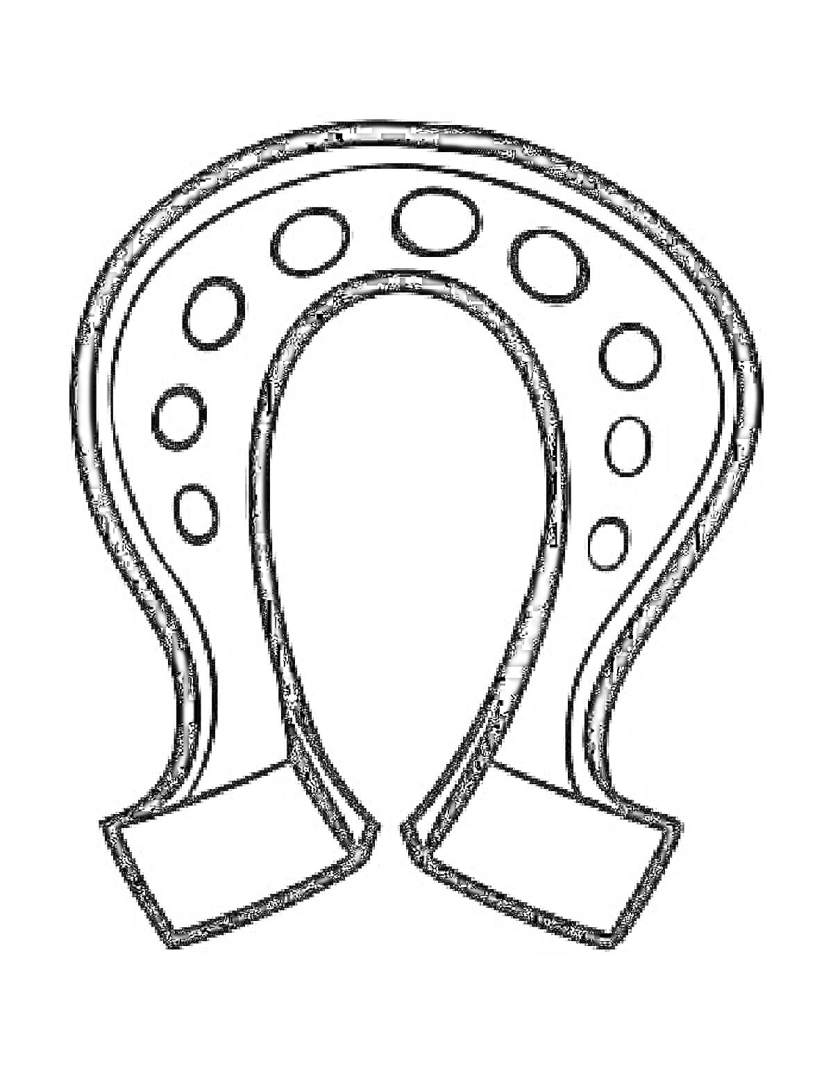 Раскраска Подкова с округлыми отверстиями