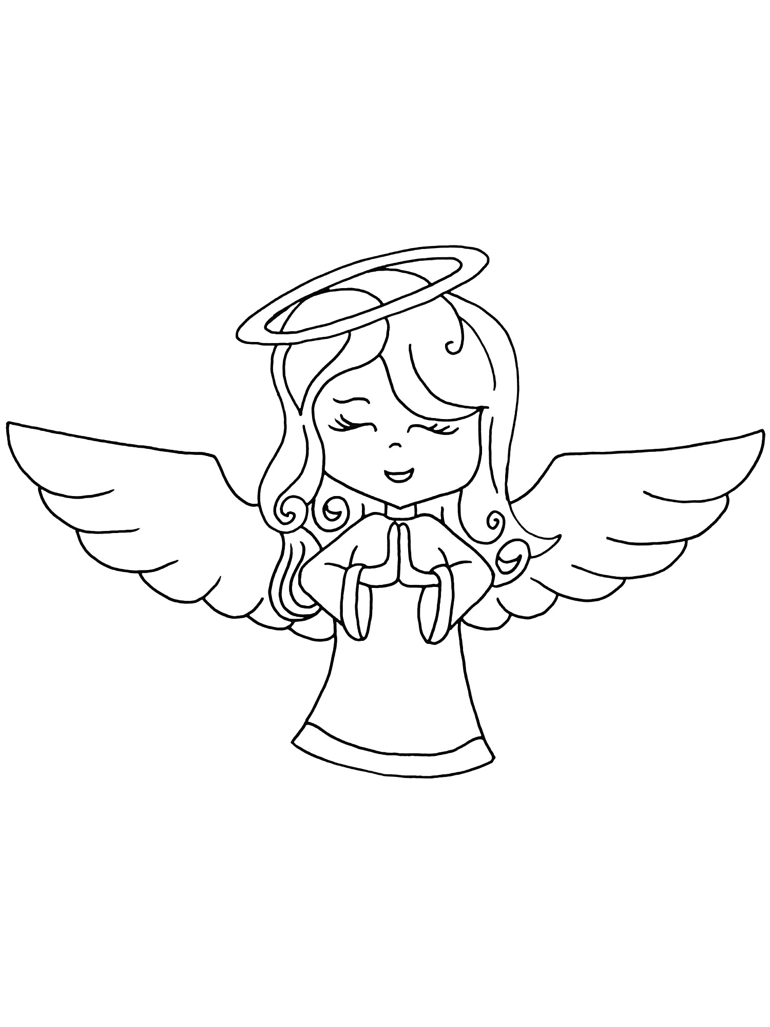 Ангел с нимбом и крыльями, с молитвенно сложенными руками