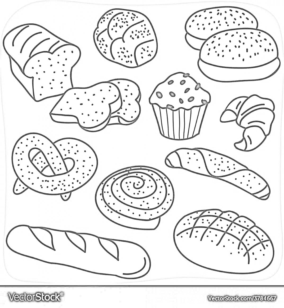 Хлеб и выпечка - булочки, нарезной батон, маффин, круассан, рогалики, бублик, багет