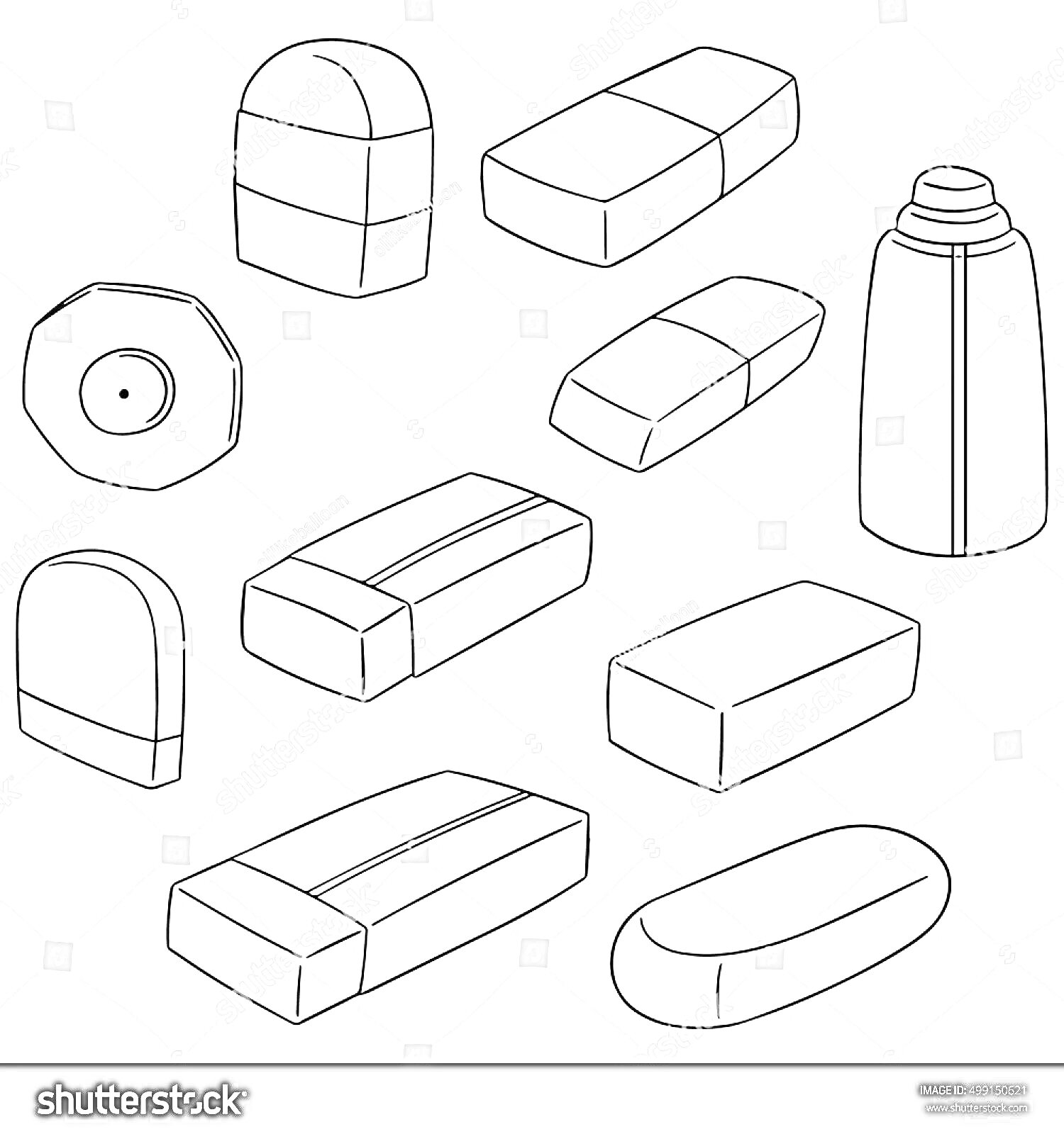 Ластики разных форм - прямоугольные, круглые, с защитными крышками