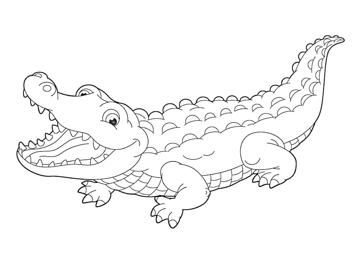 На раскраске изображено: Крокодил, Животные